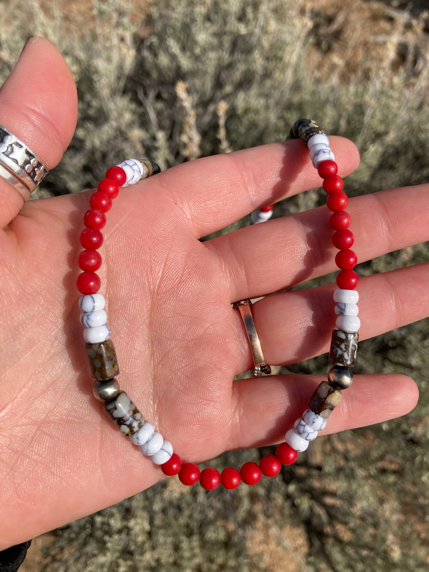 Red Coral Blocked Necklace