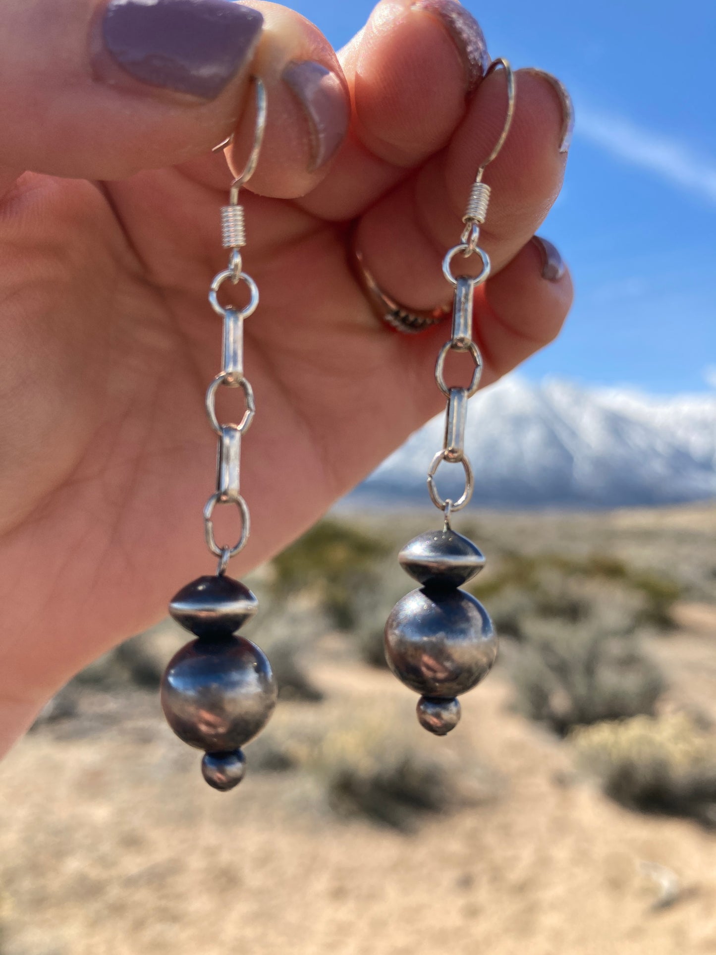 Navajo Pearl Chain Drop Earrings