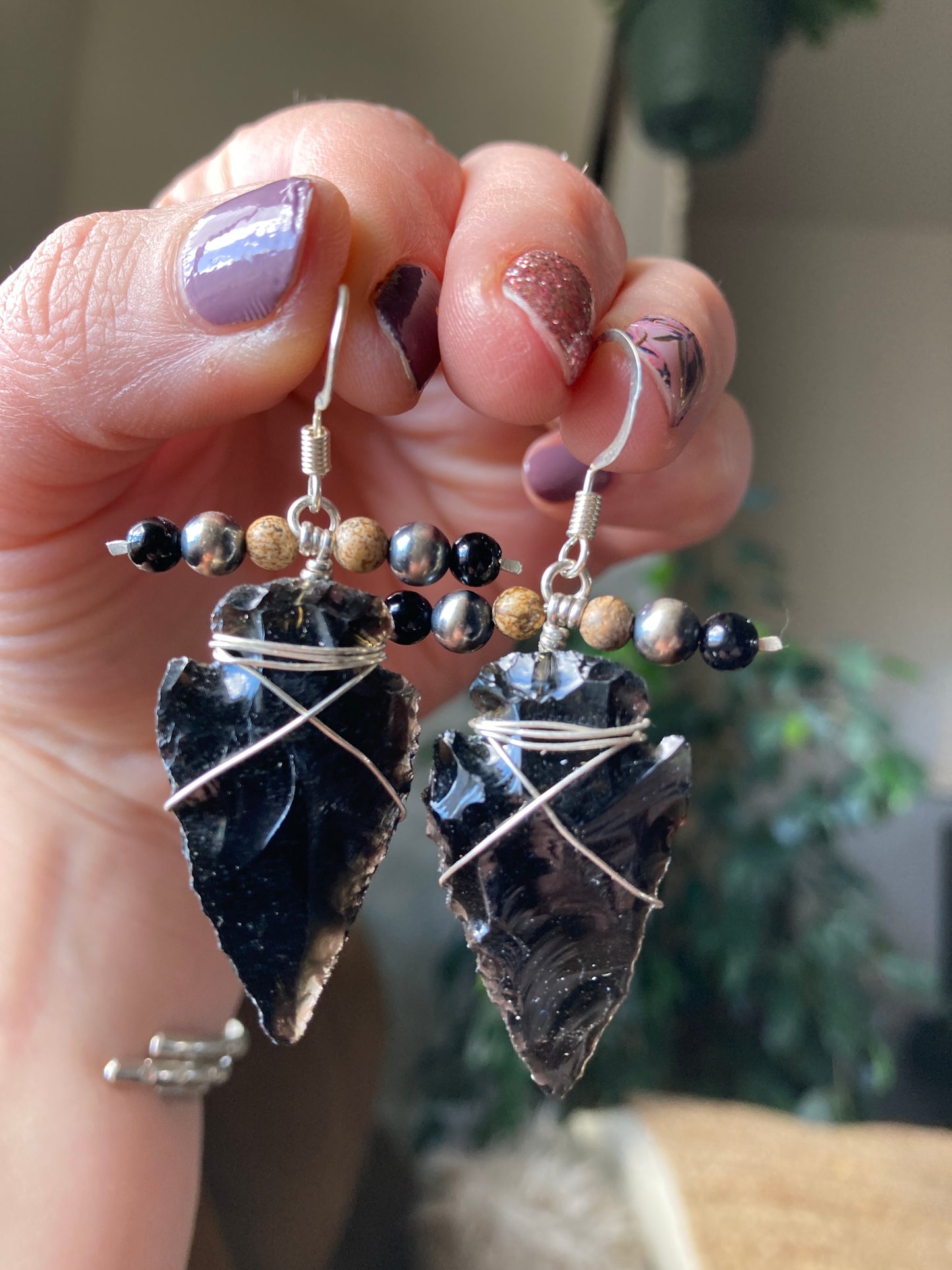 Black Arrowhead Earrings