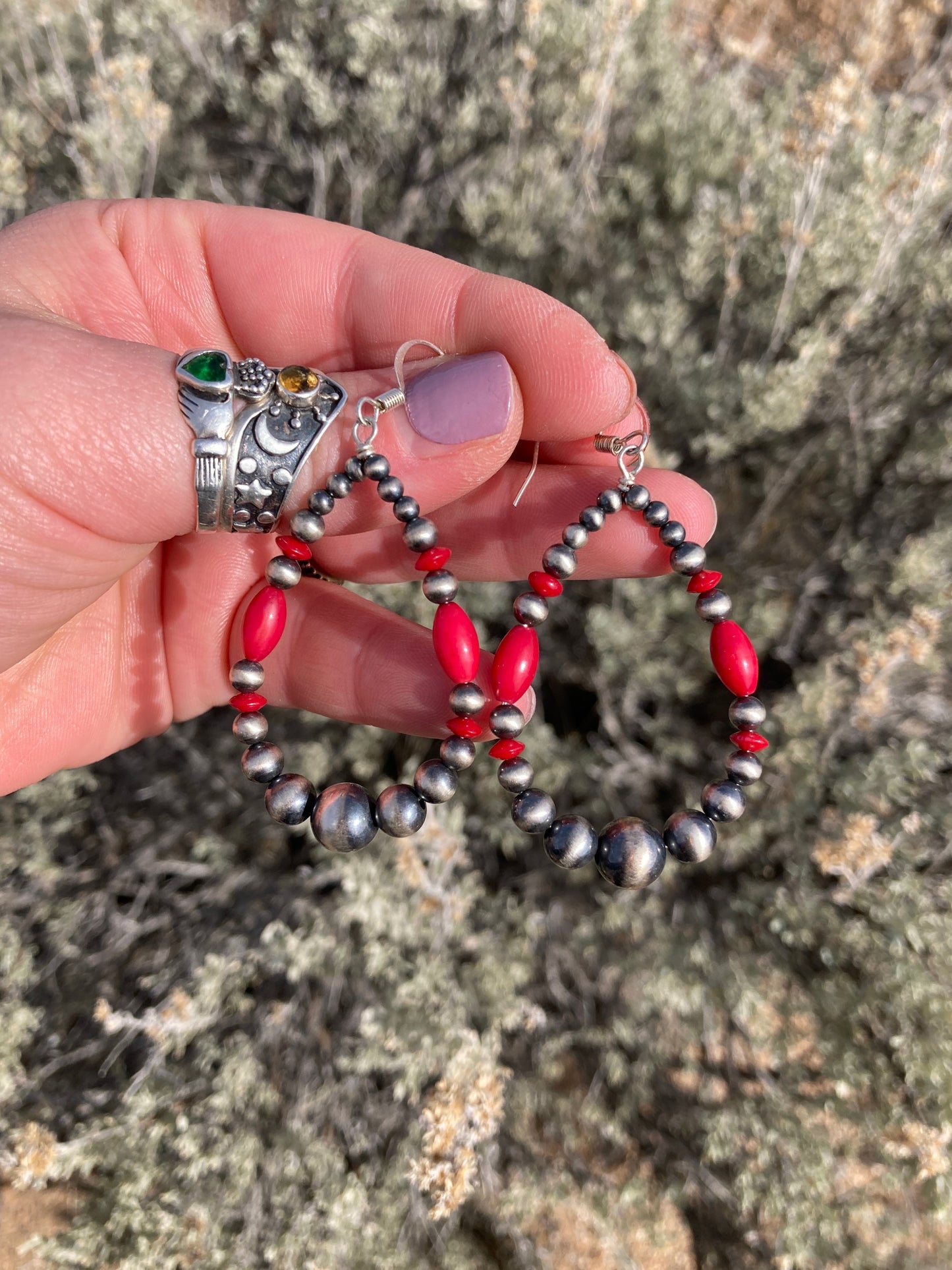 Red Teardrop Navajo Earrings