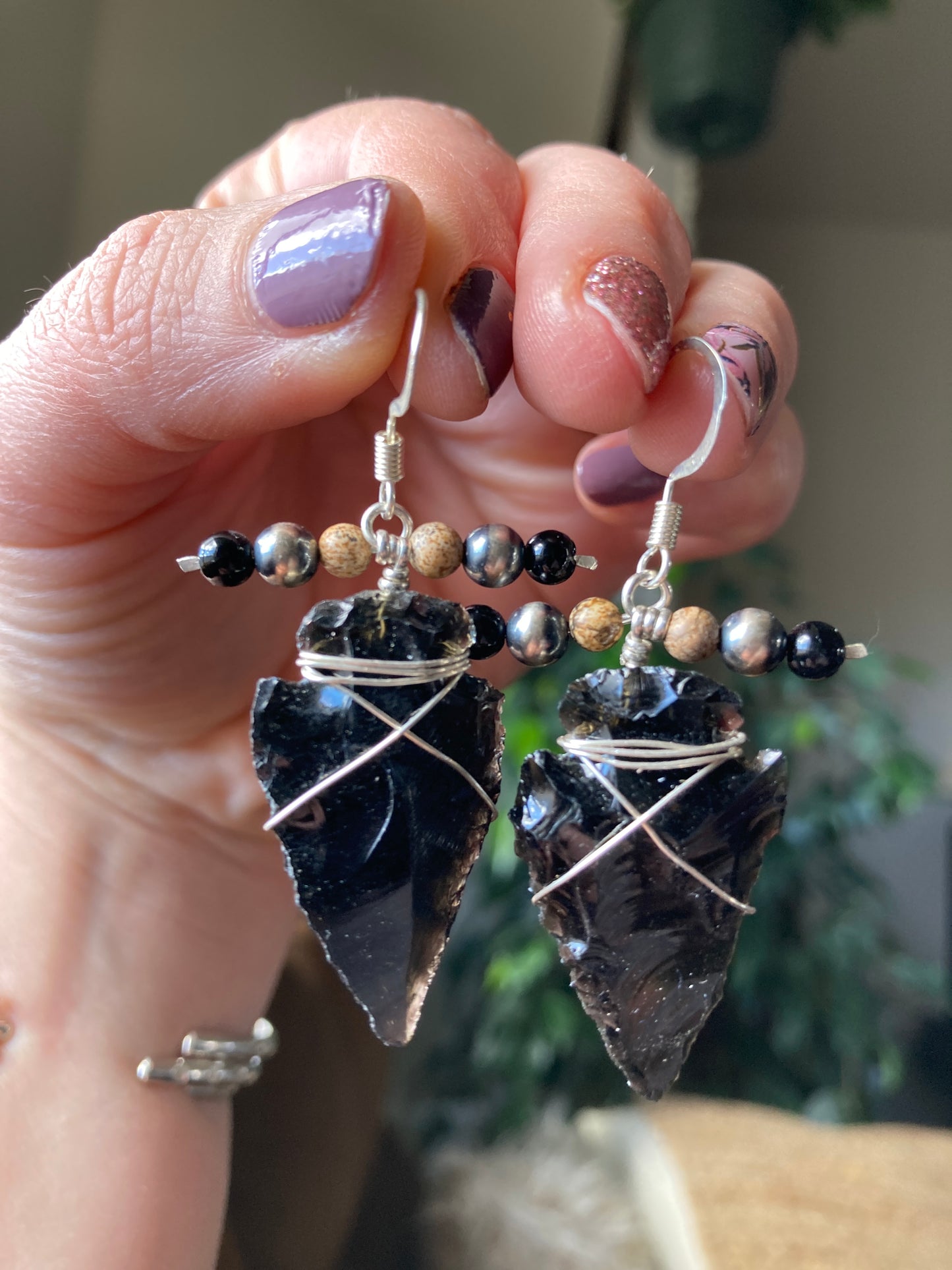 Black Arrowhead Earrings