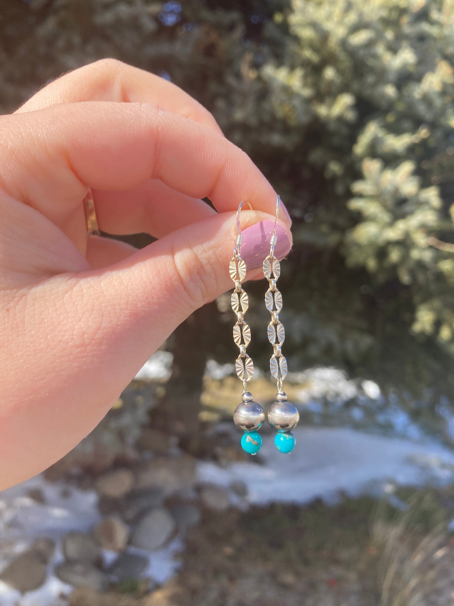 Turquoise Chain Drop Earrings