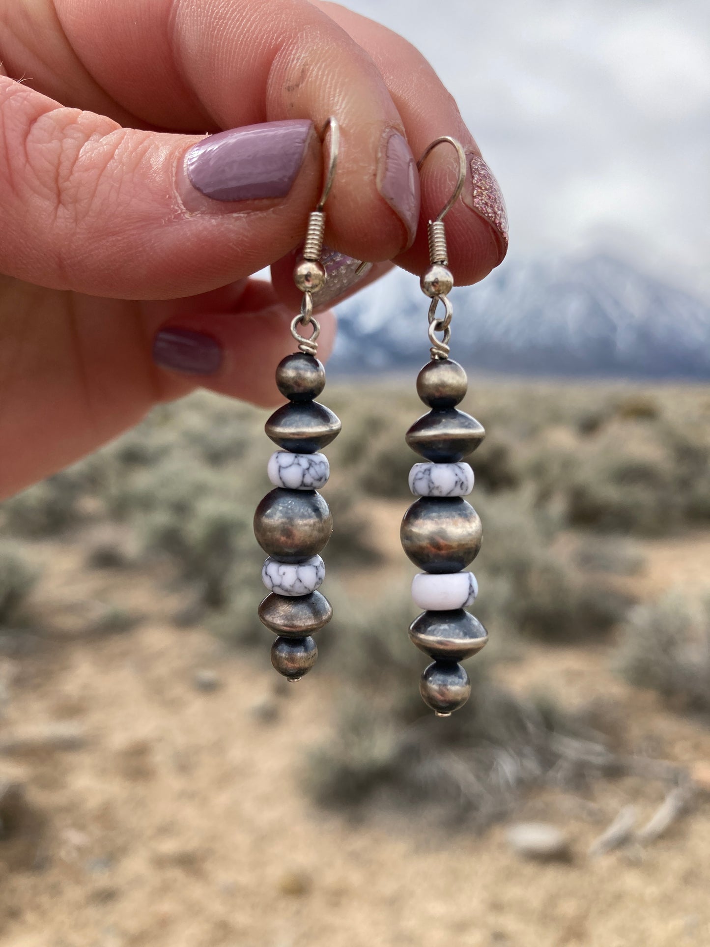 White Howlite Earrings