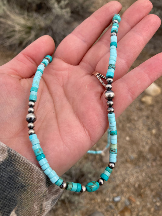 Nevada Turquoise Navajo Pearl Long Necklace