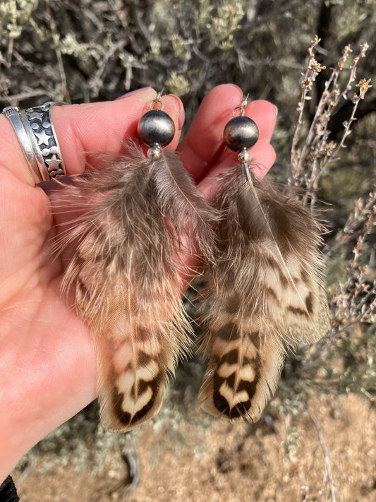 Navajo Pearl 10mm Feather Earrings