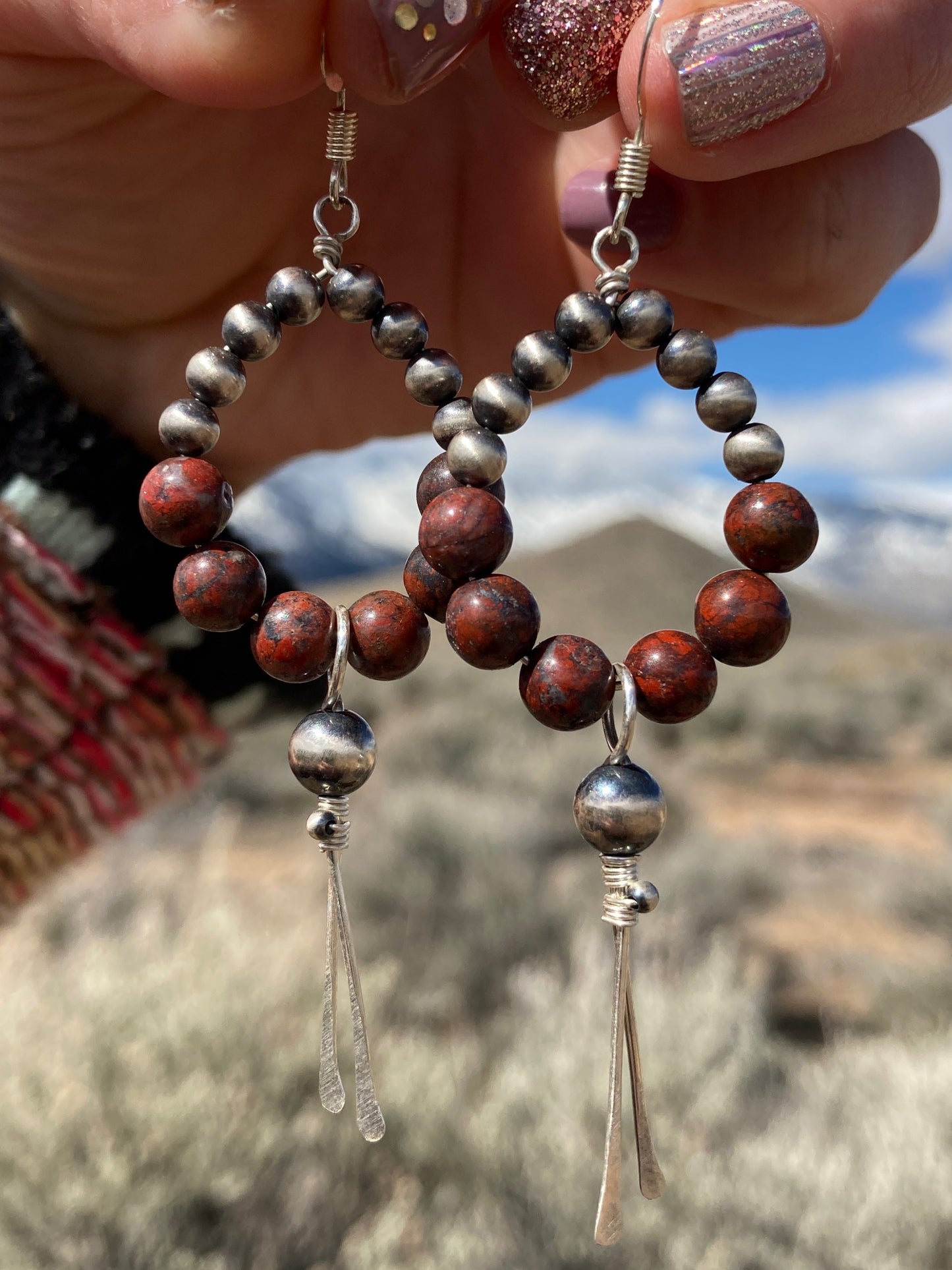 Ferrous Stone Pearly Point Earrings