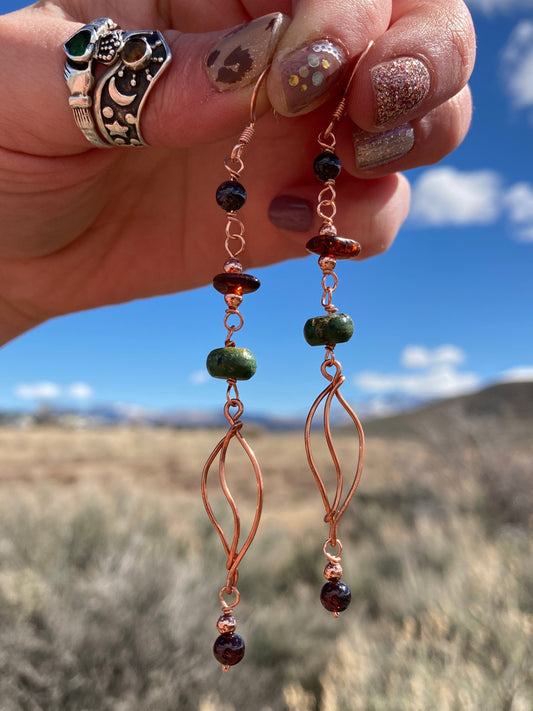 Copper Leaf Dangle Earrings