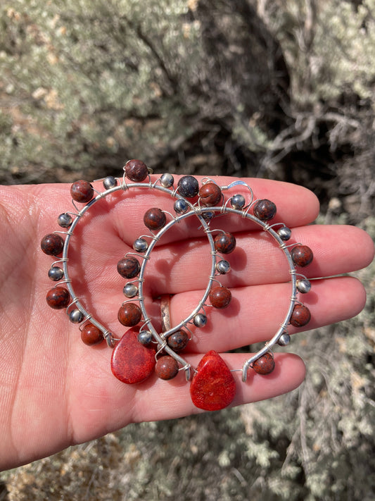 Red Coral 🪸 Navajo Hoops