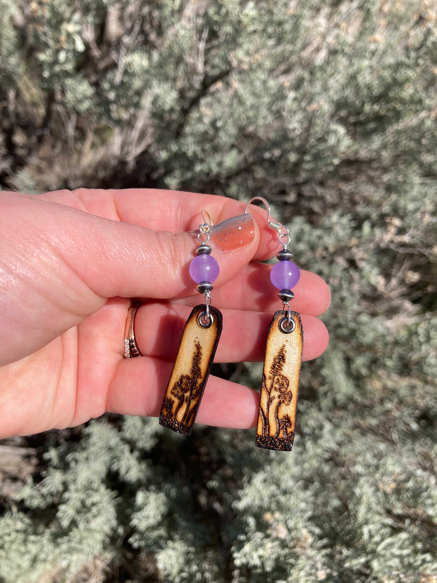 Wood-Burned Lavender with Purple Jade