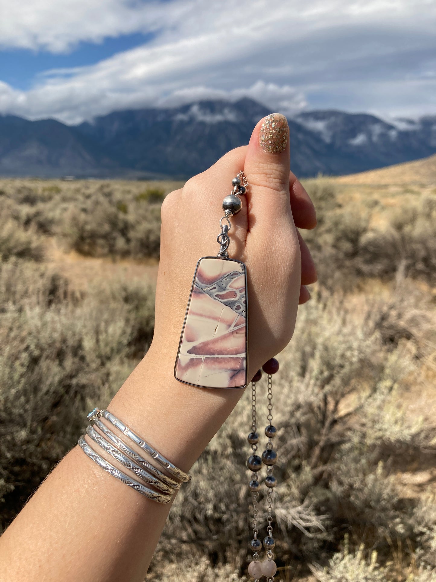 Pink Purple New Mexico Porcelain Jasper Lariat 📿