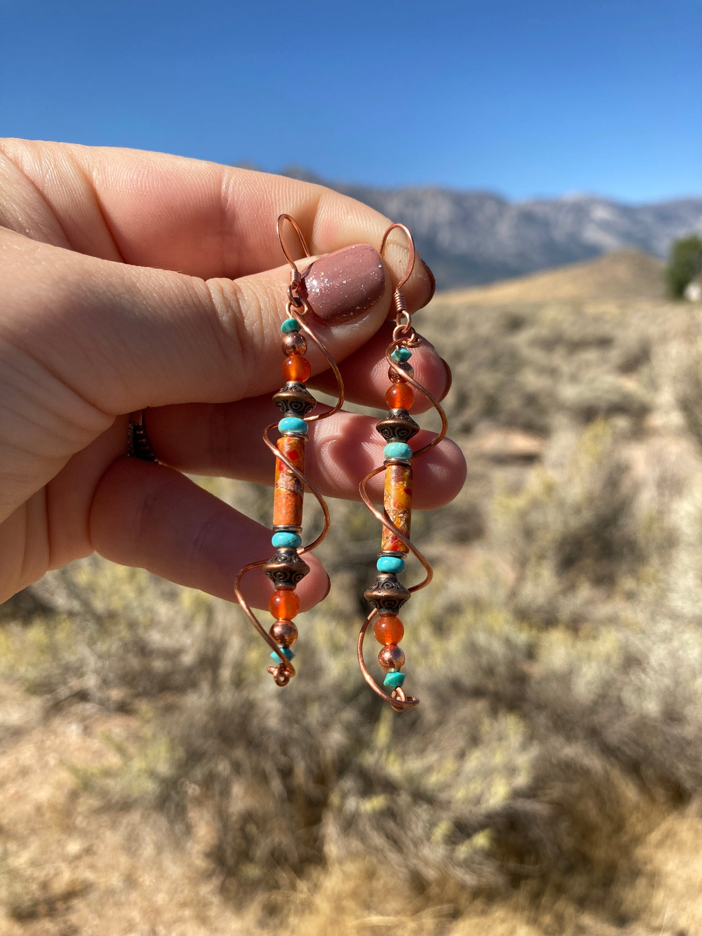 Copper Swirl Drop Earrings 🐍