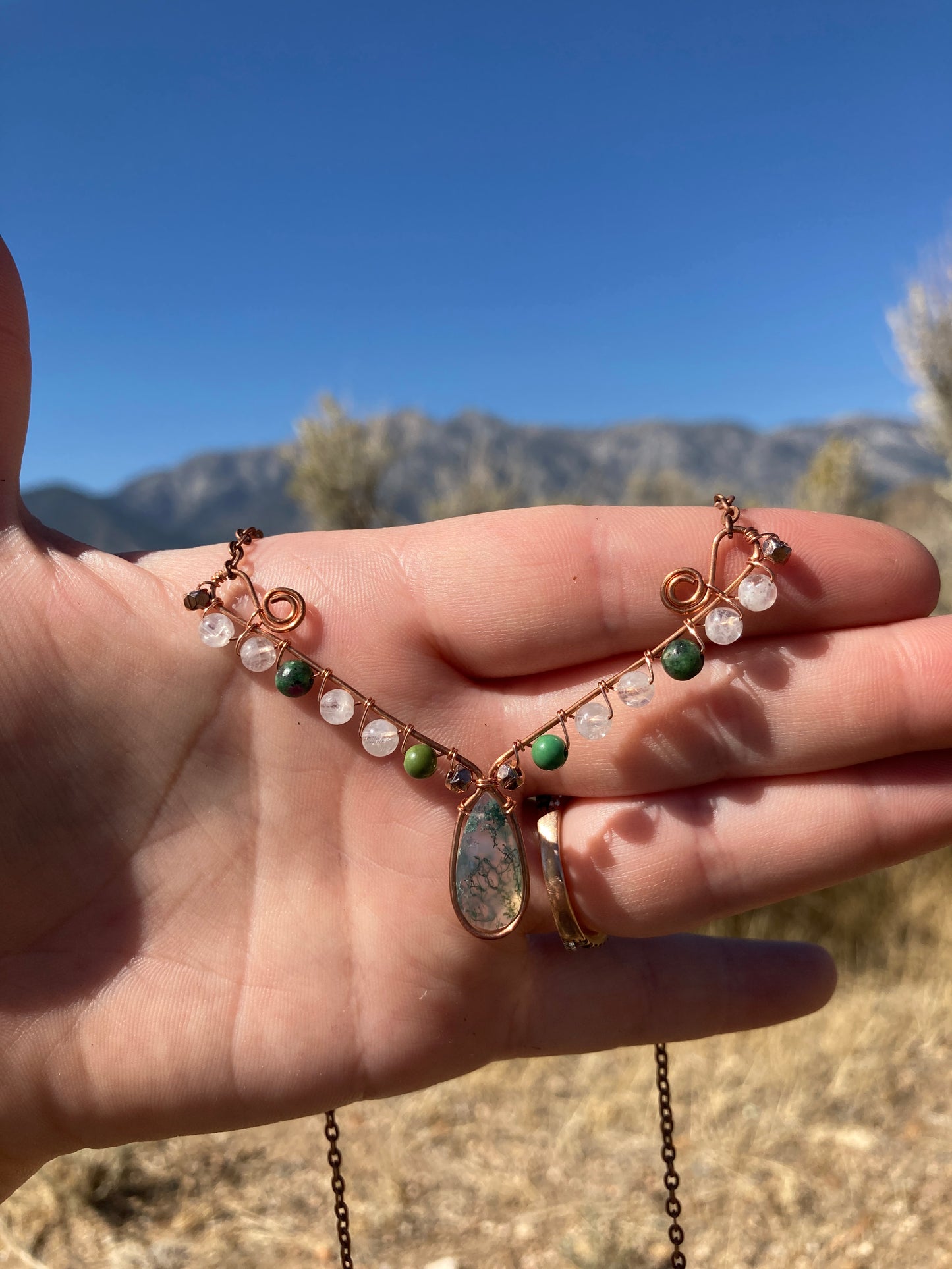 Copper and Assorted Stone Wire Wrapped Necklaces