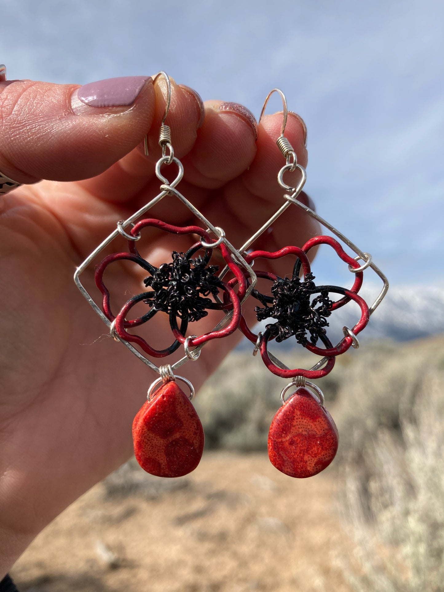 Red Poppy Earrings