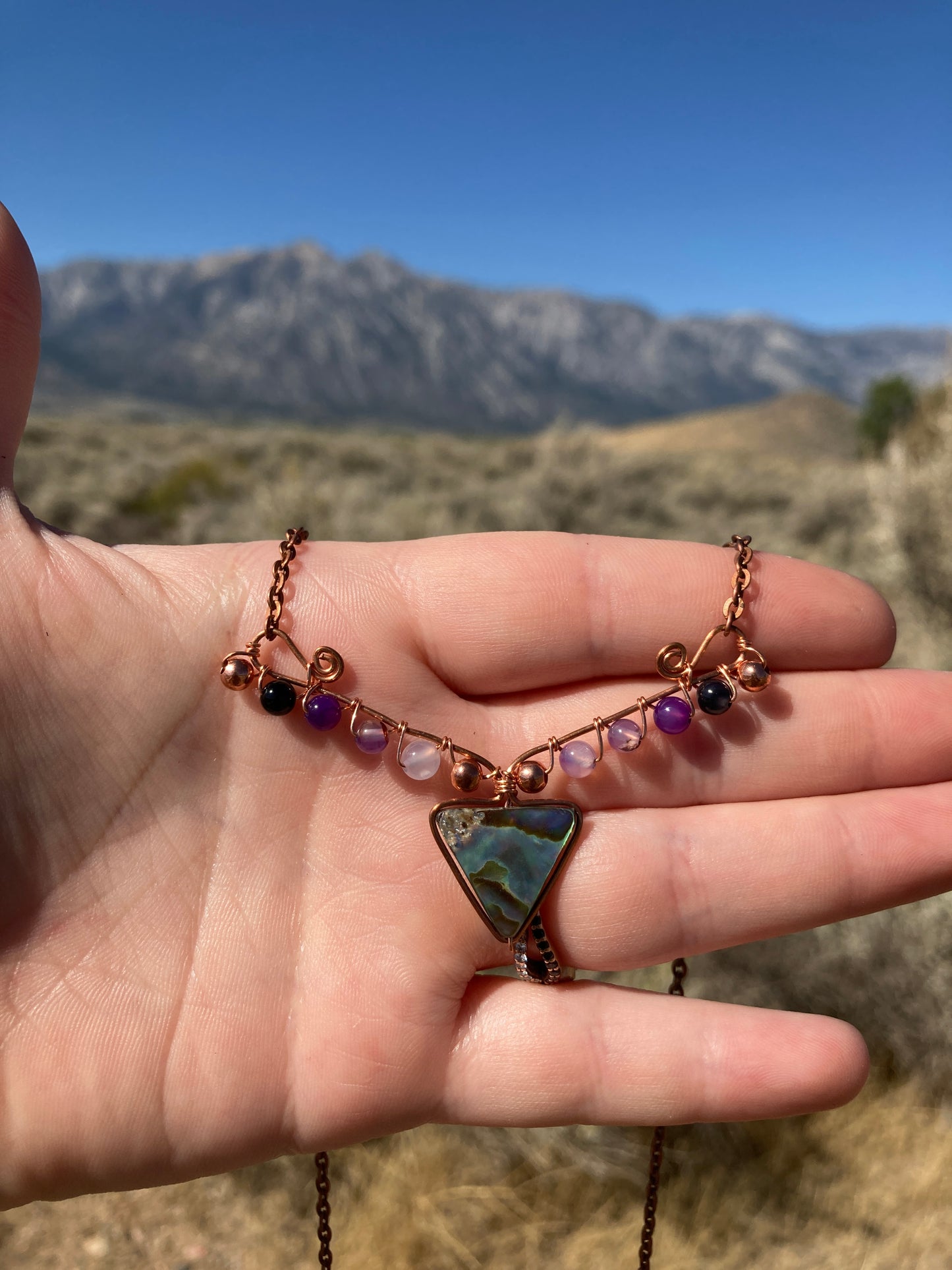 Copper and Assorted Stone Wire Wrapped Necklaces