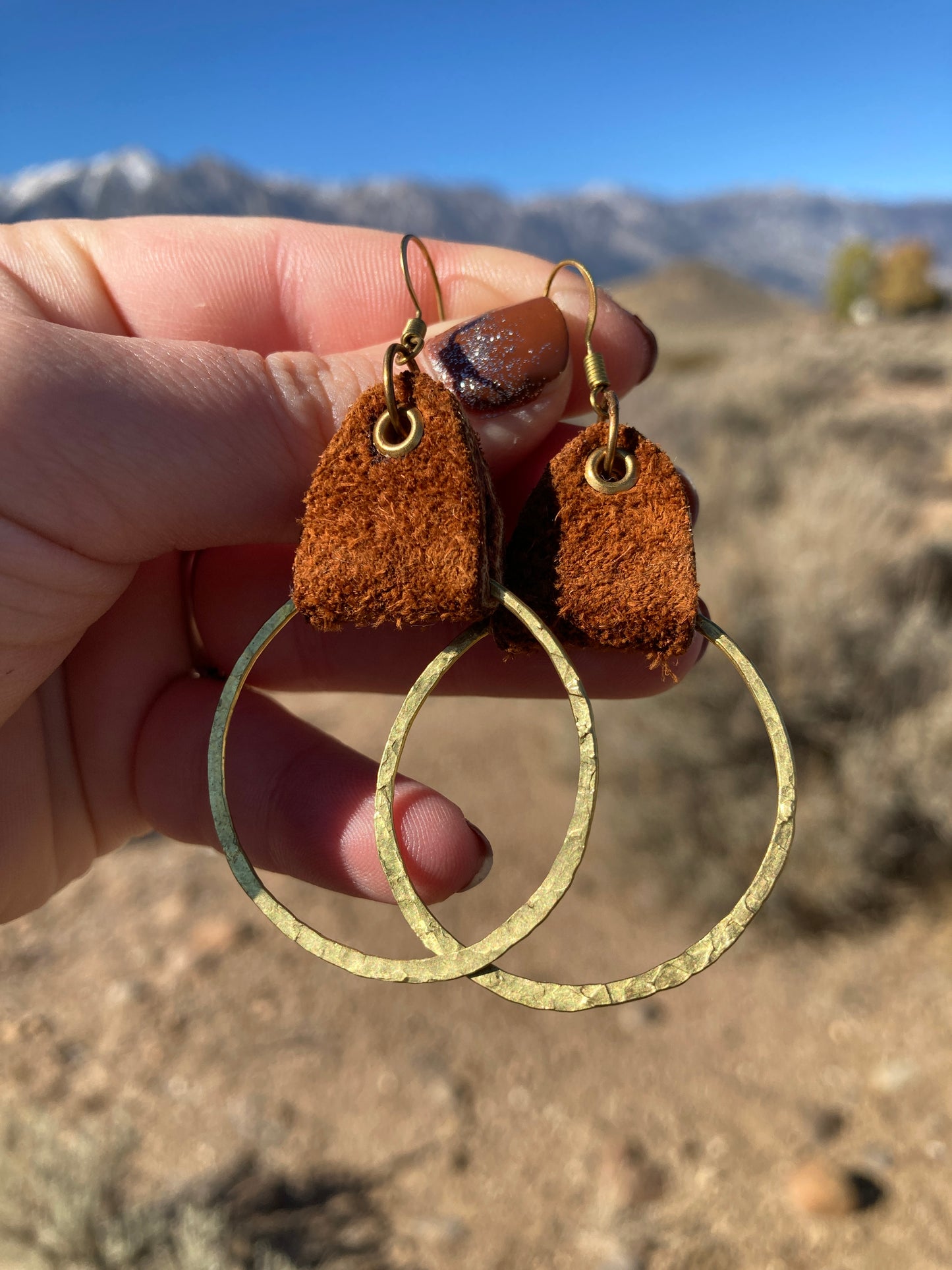 Brass and Leather Hoops