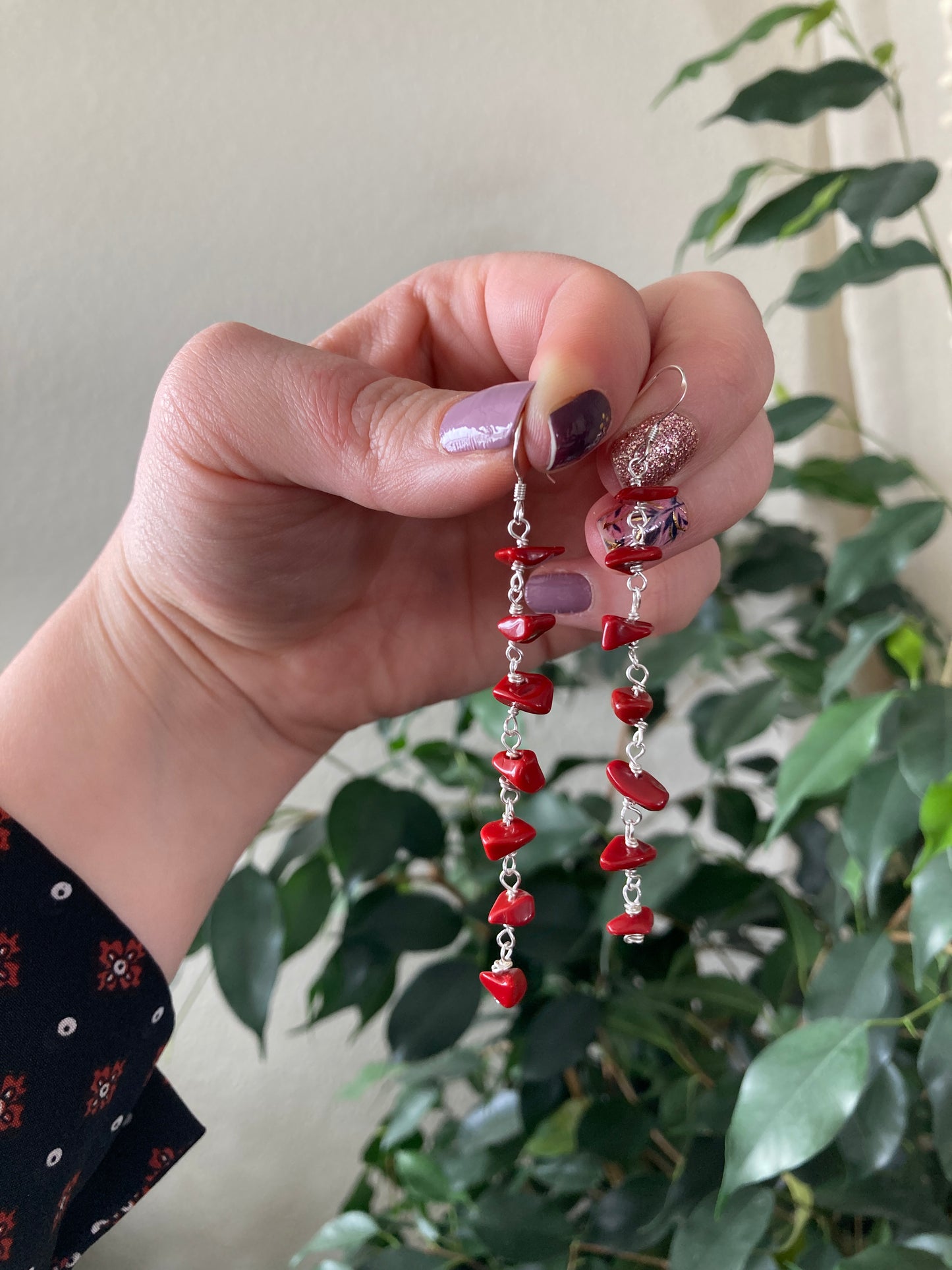 Red Chain Link Earrings