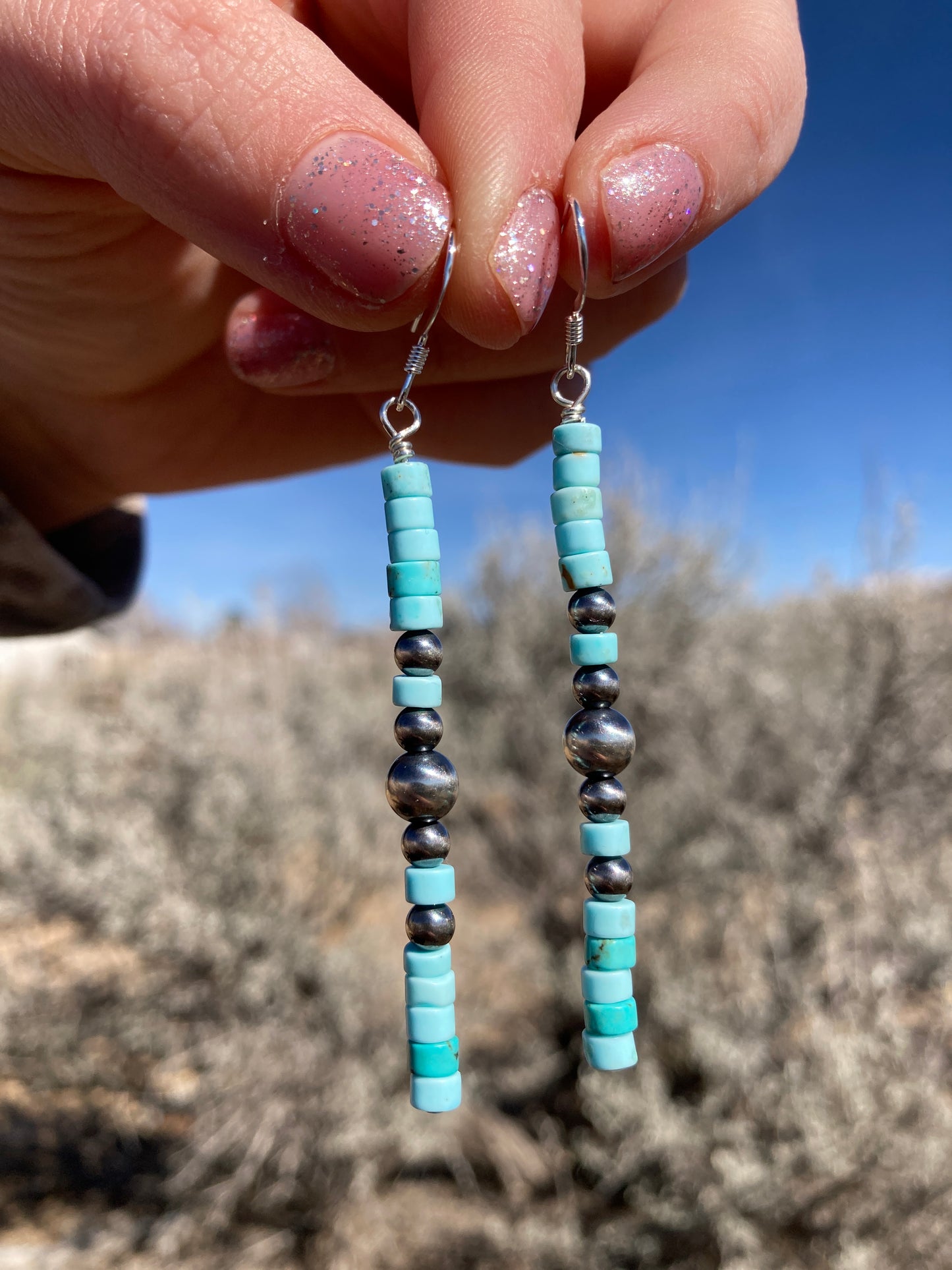 Nevada Turquoise Heshi Drop Earrings