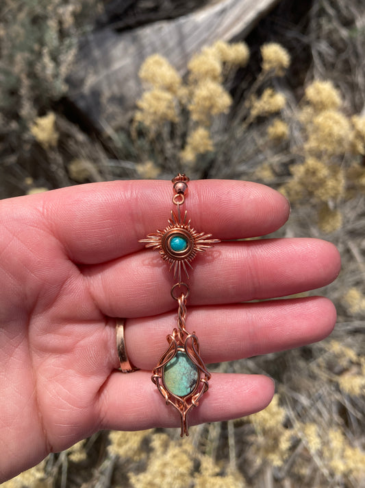 Copper and Turquoise Wrapped Lariat