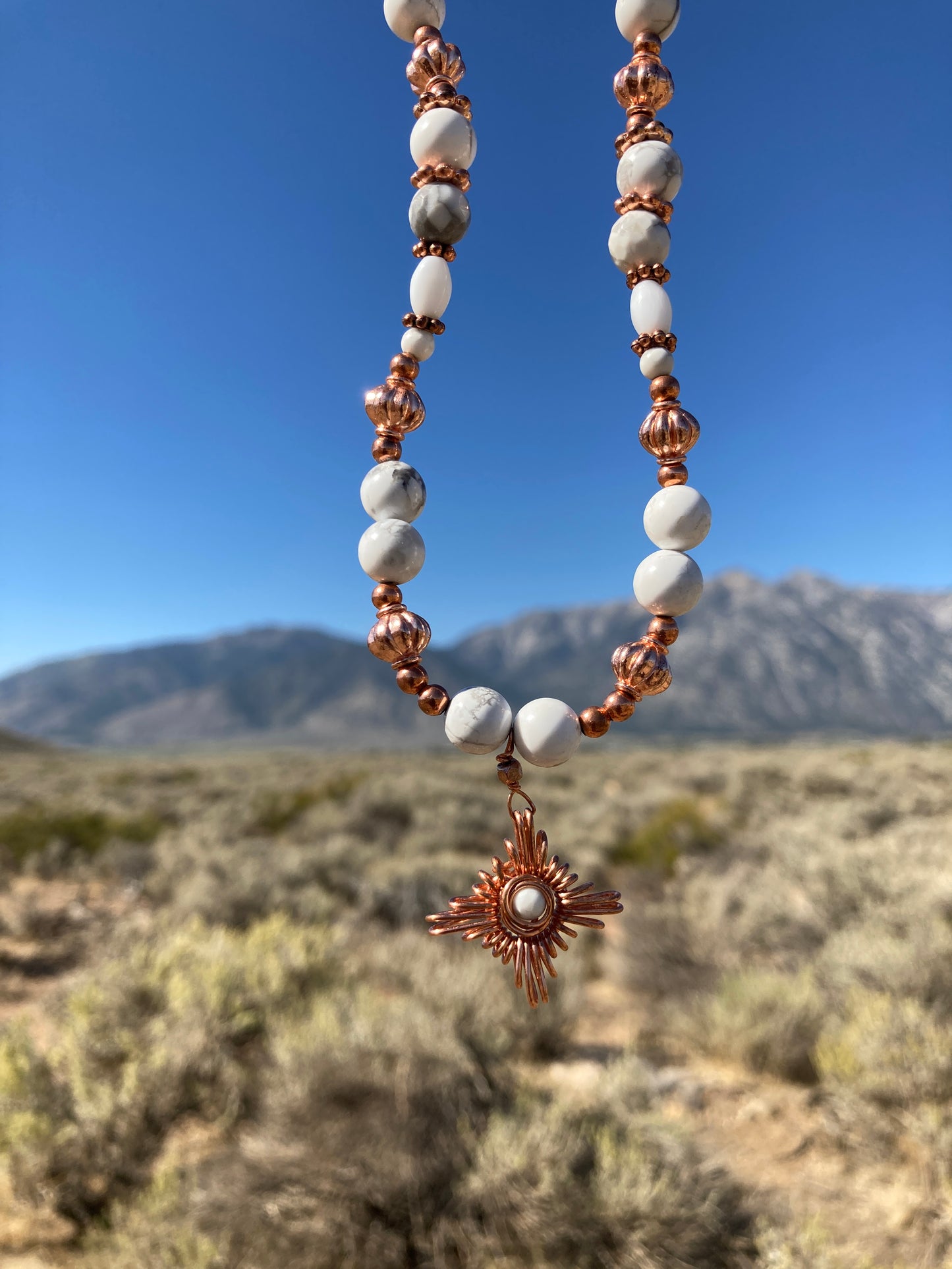 Copper and Howlite beaded necklace