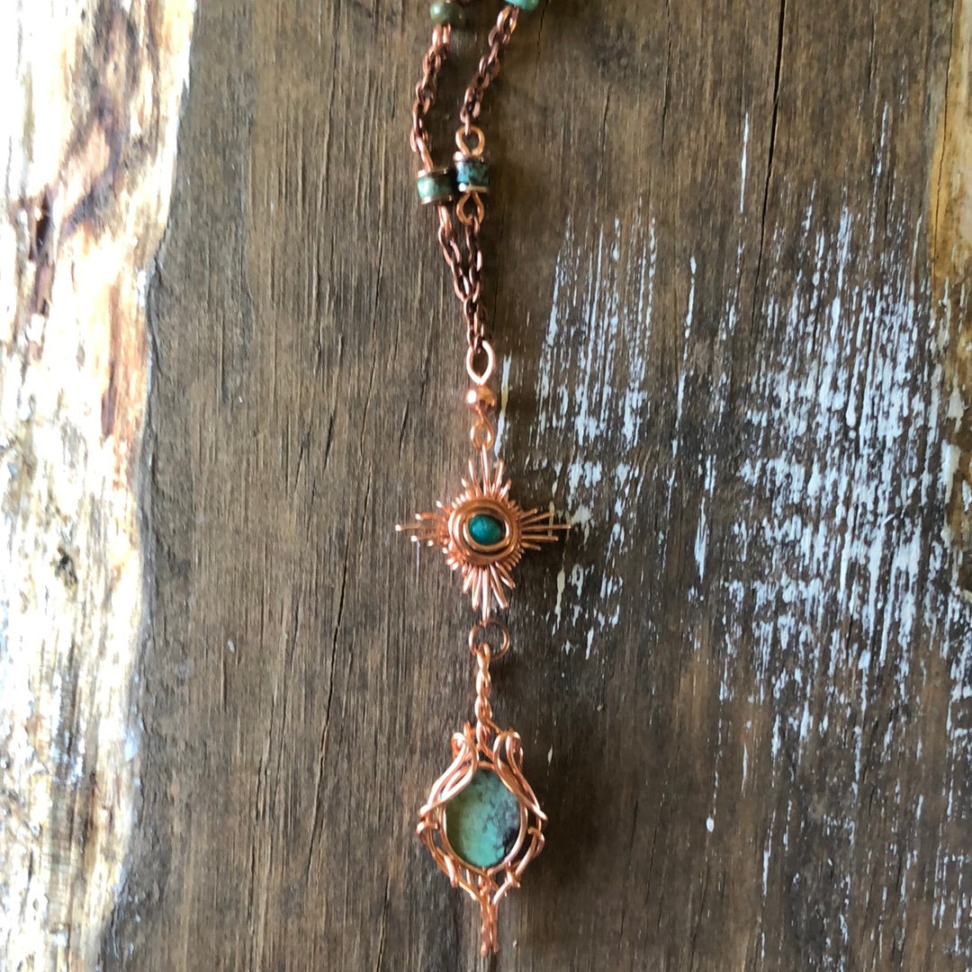 Copper and Turquoise Wrapped Lariat