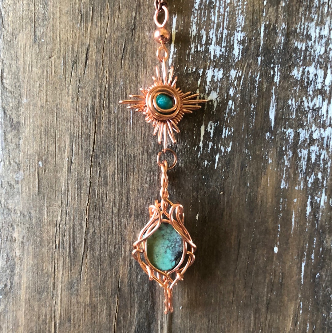 Copper and Turquoise Wrapped Lariat