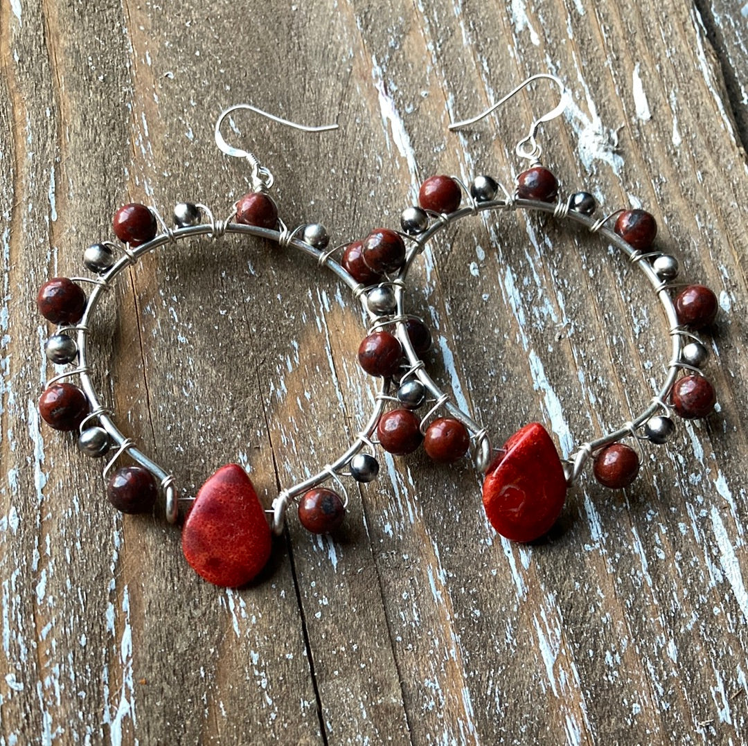 Red Coral 🪸 Navajo Hoops