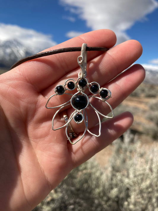 Black Onyx Lotus Pendant