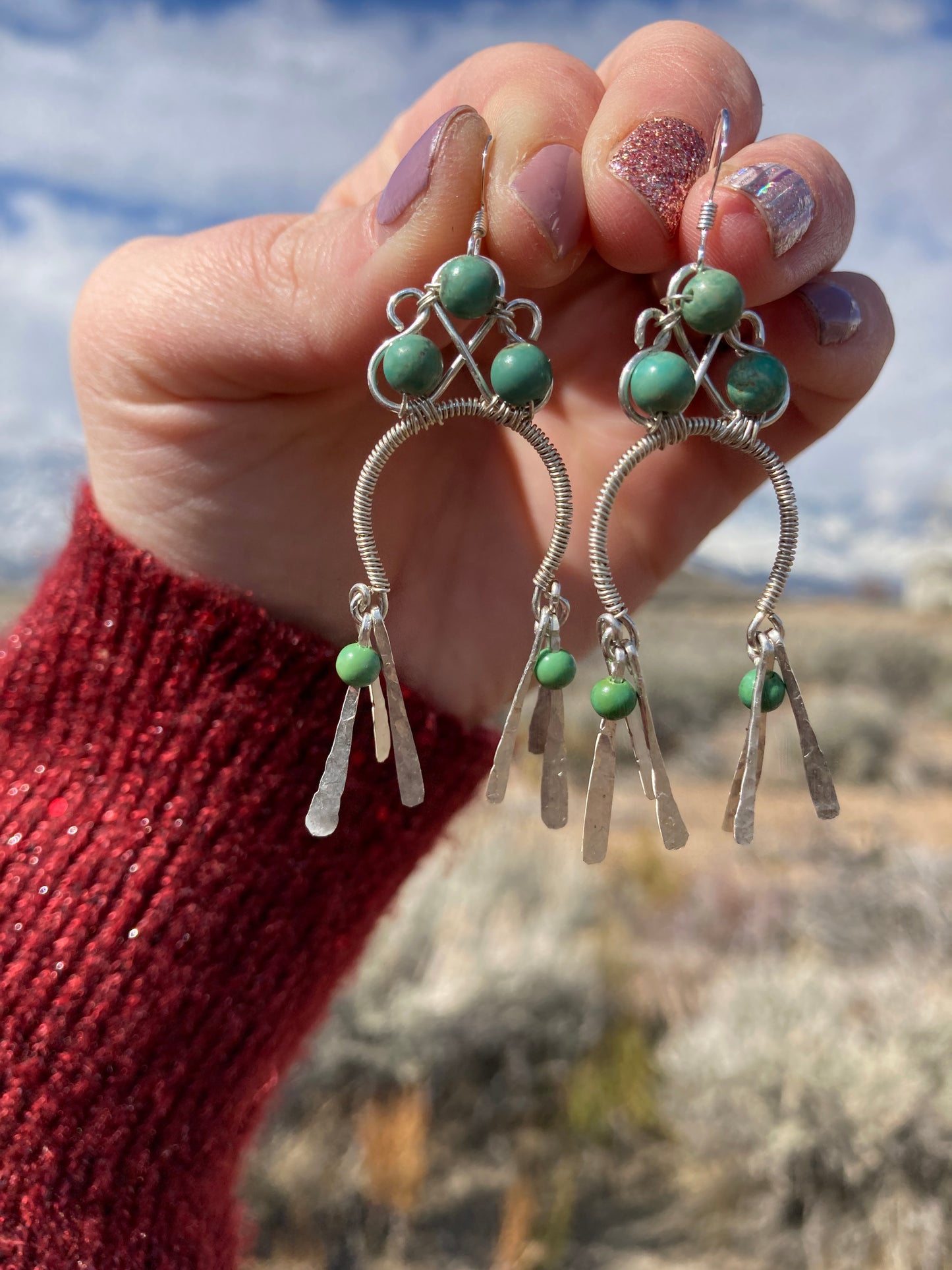Green Turquoise Liquid Sunshine Earrings