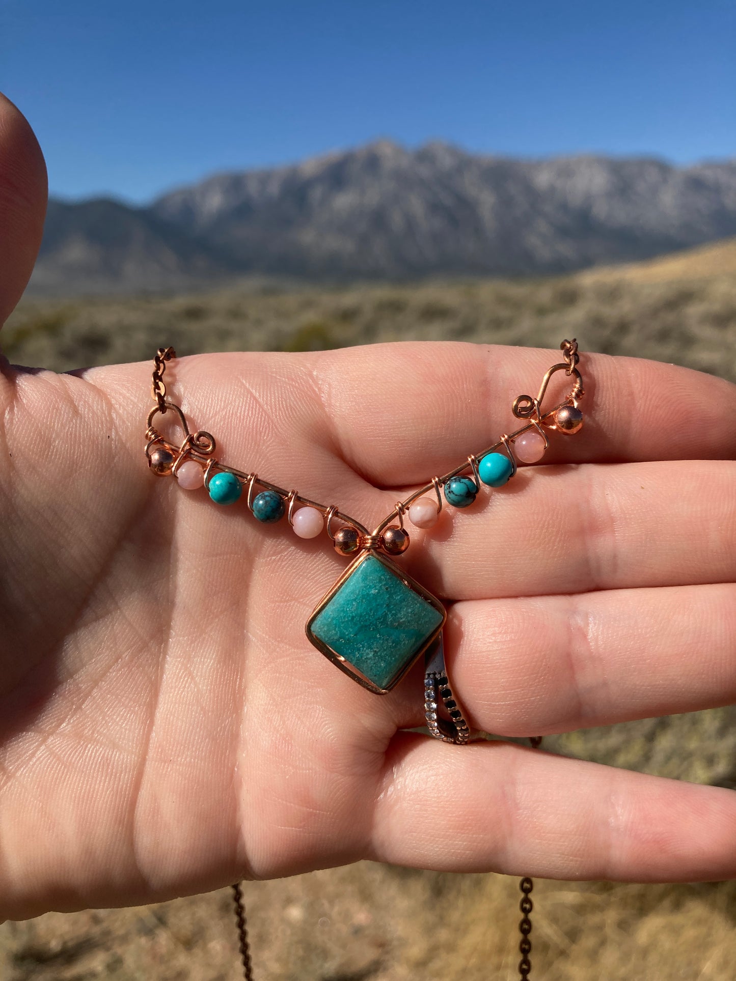 Copper and Assorted Stone Wire Wrapped Necklaces