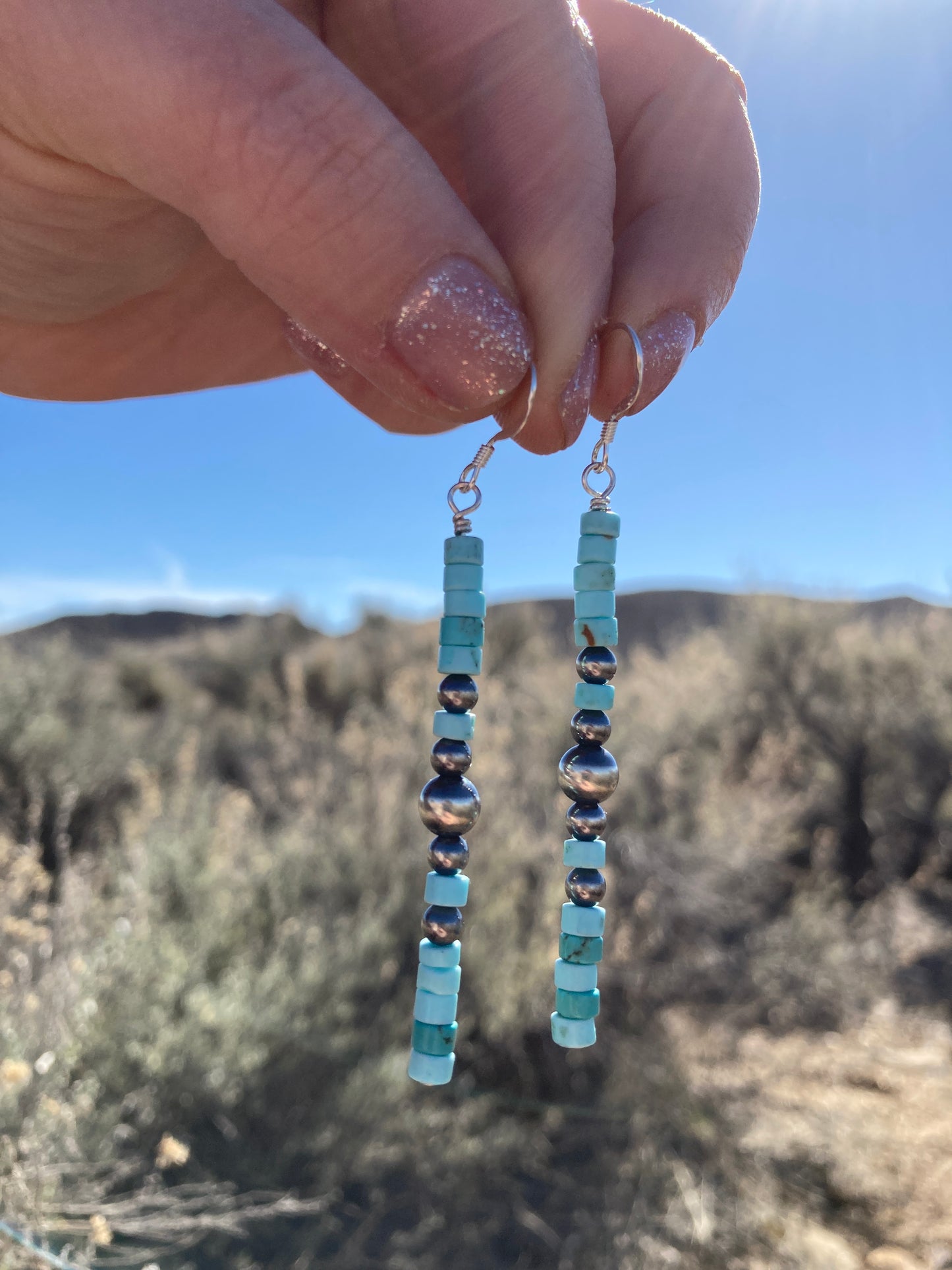 Nevada Turquoise Heshi Drop Earrings