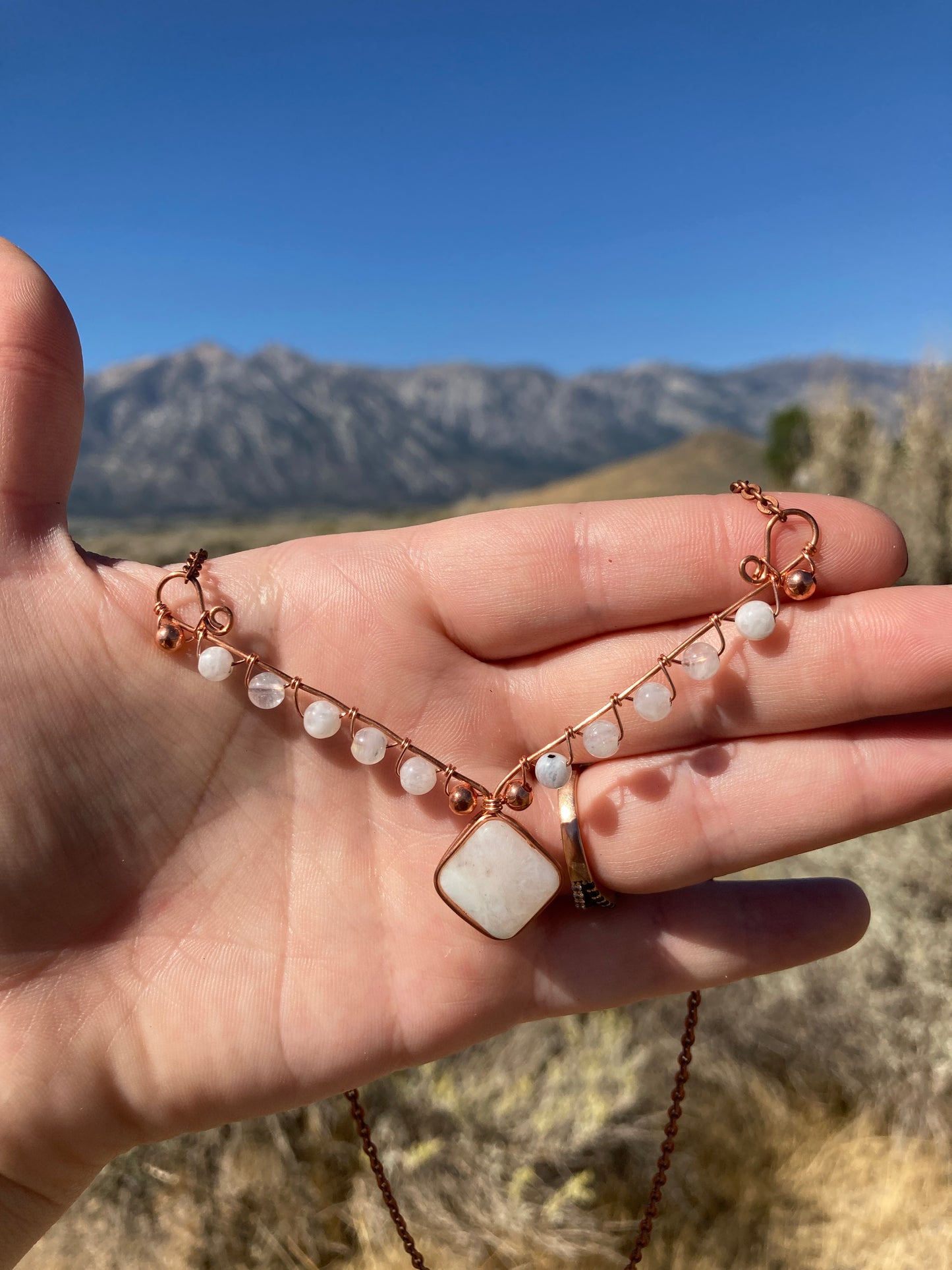 Copper and Assorted Stone Wire Wrapped Necklaces