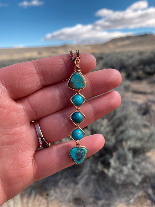 Copper and Turquoise Lariat