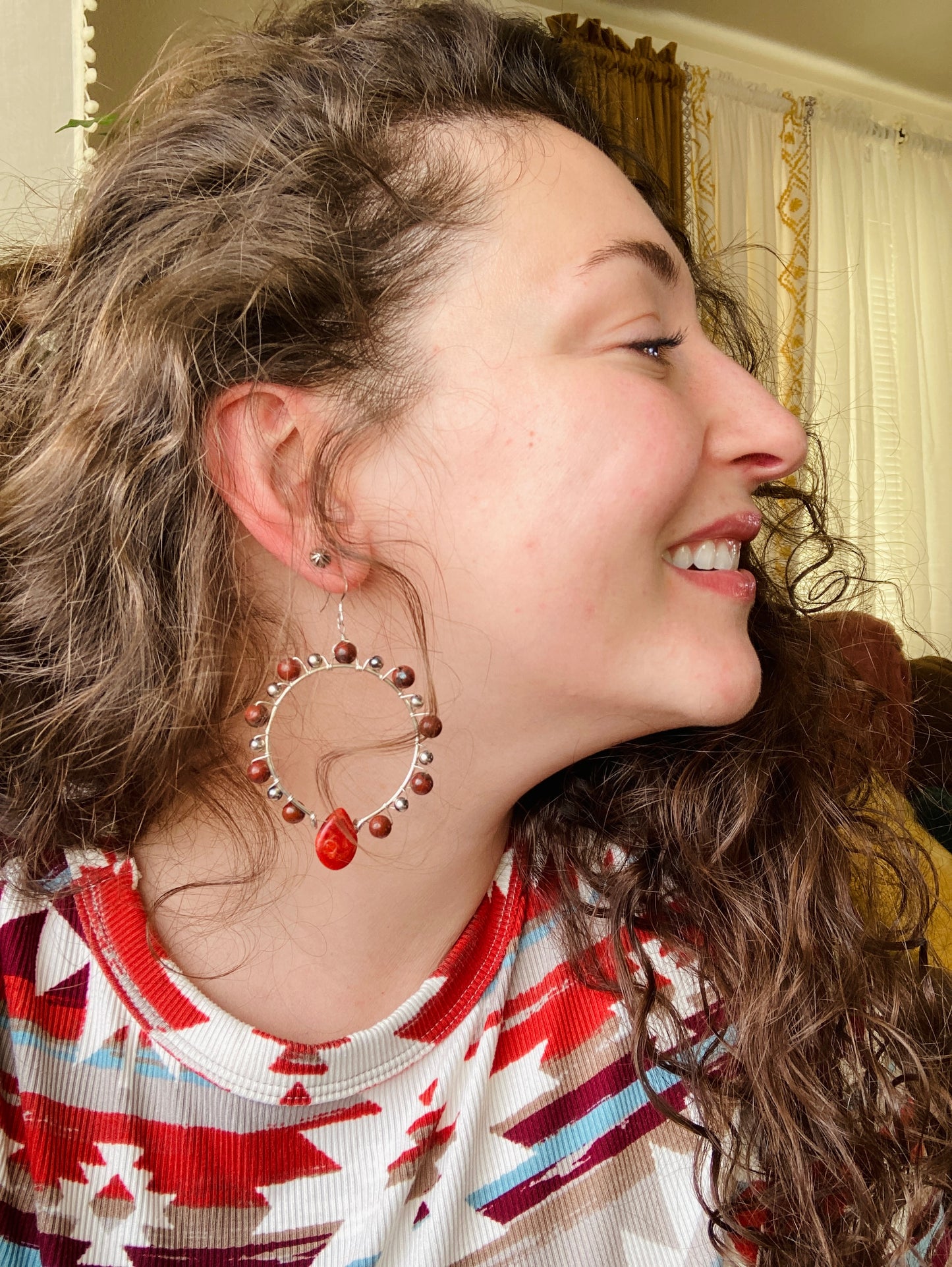 Red Coral 🪸 Navajo Hoops