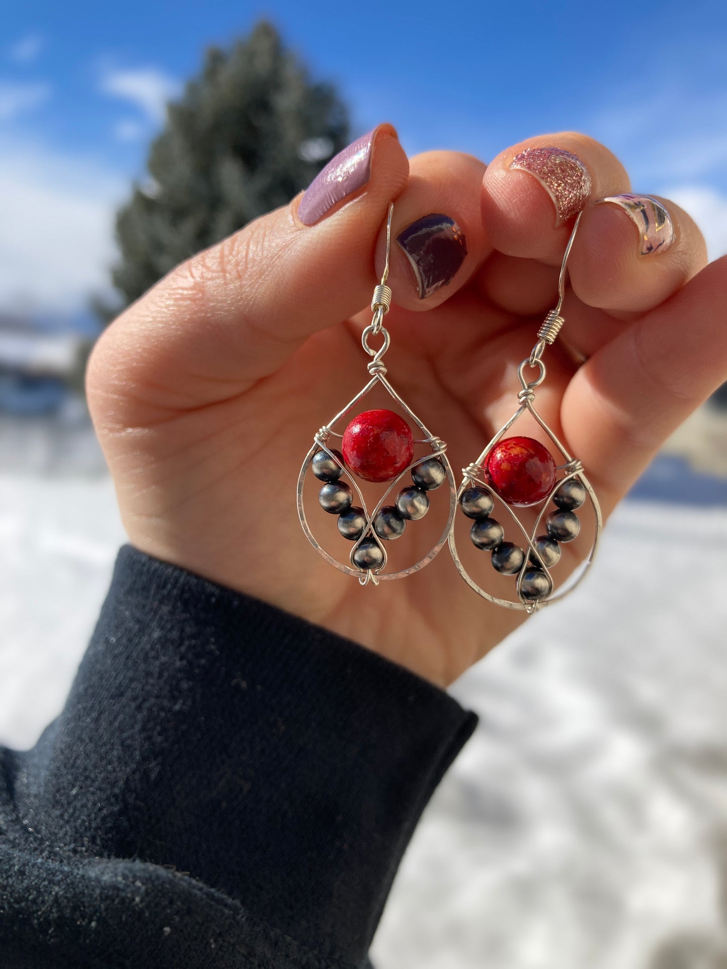 Red mini Navajo Teardrops