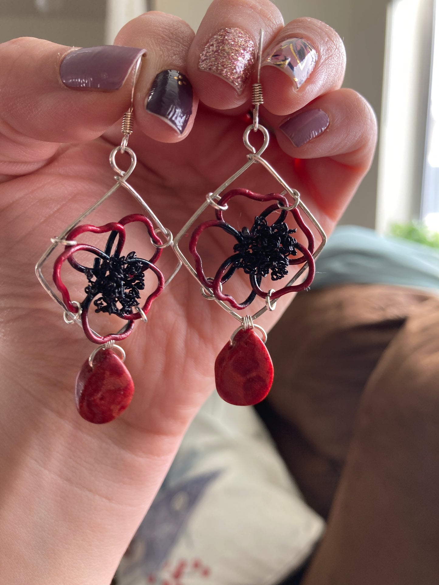 Red Poppy Earrings