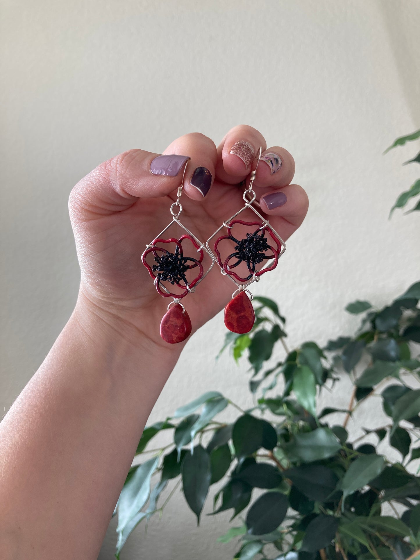 Red Poppy Earrings