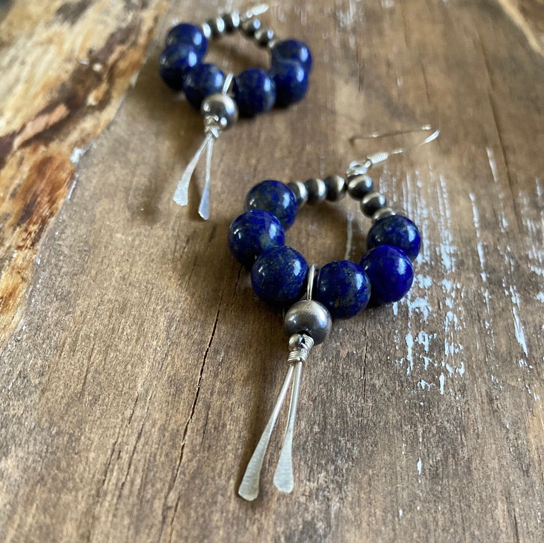 Lapis Lazuli Teardrop Point Earrings