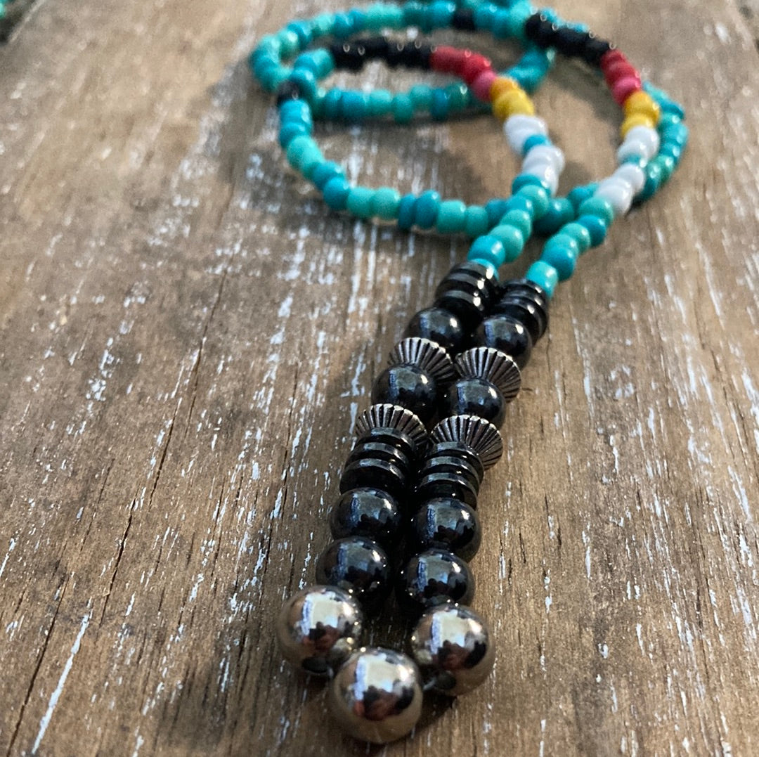 Seed Bead with Magnetic Hematite 2 in one Necklace Jelis Worx