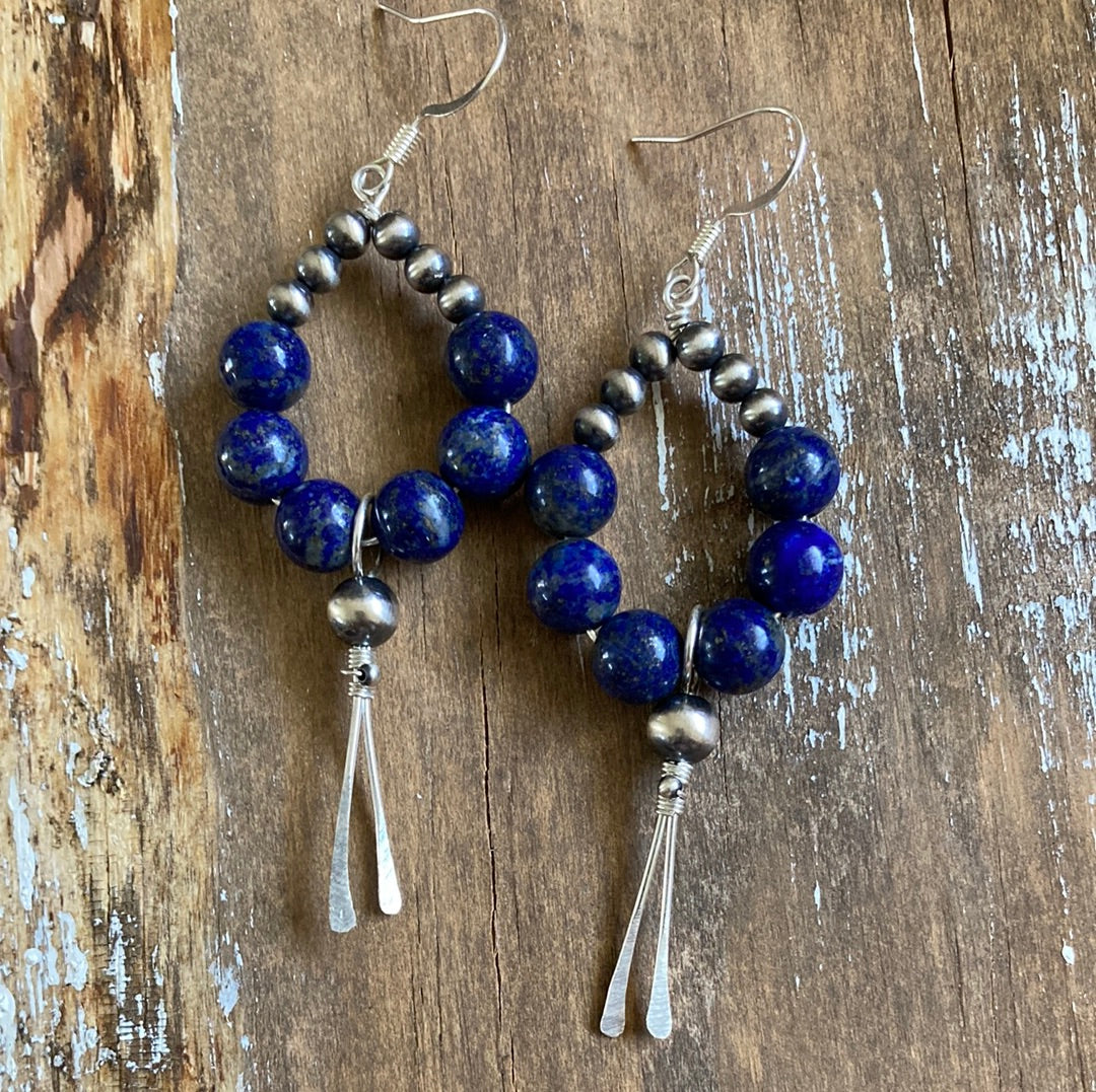 Lapis Lazuli Teardrop Point Earrings