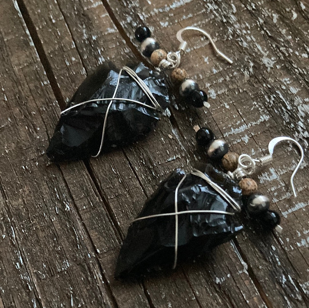 Black Arrowhead Earrings