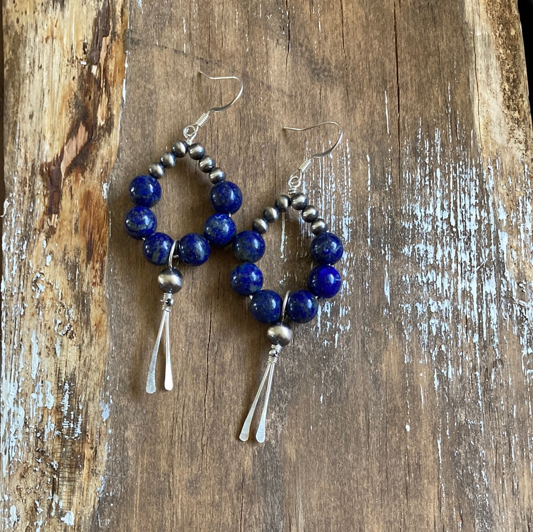 Lapis Lazuli Teardrop Point Earrings