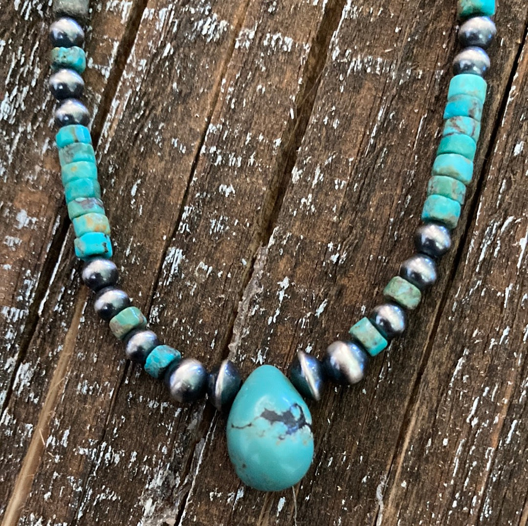 Green Turquoise Teardrop Choker