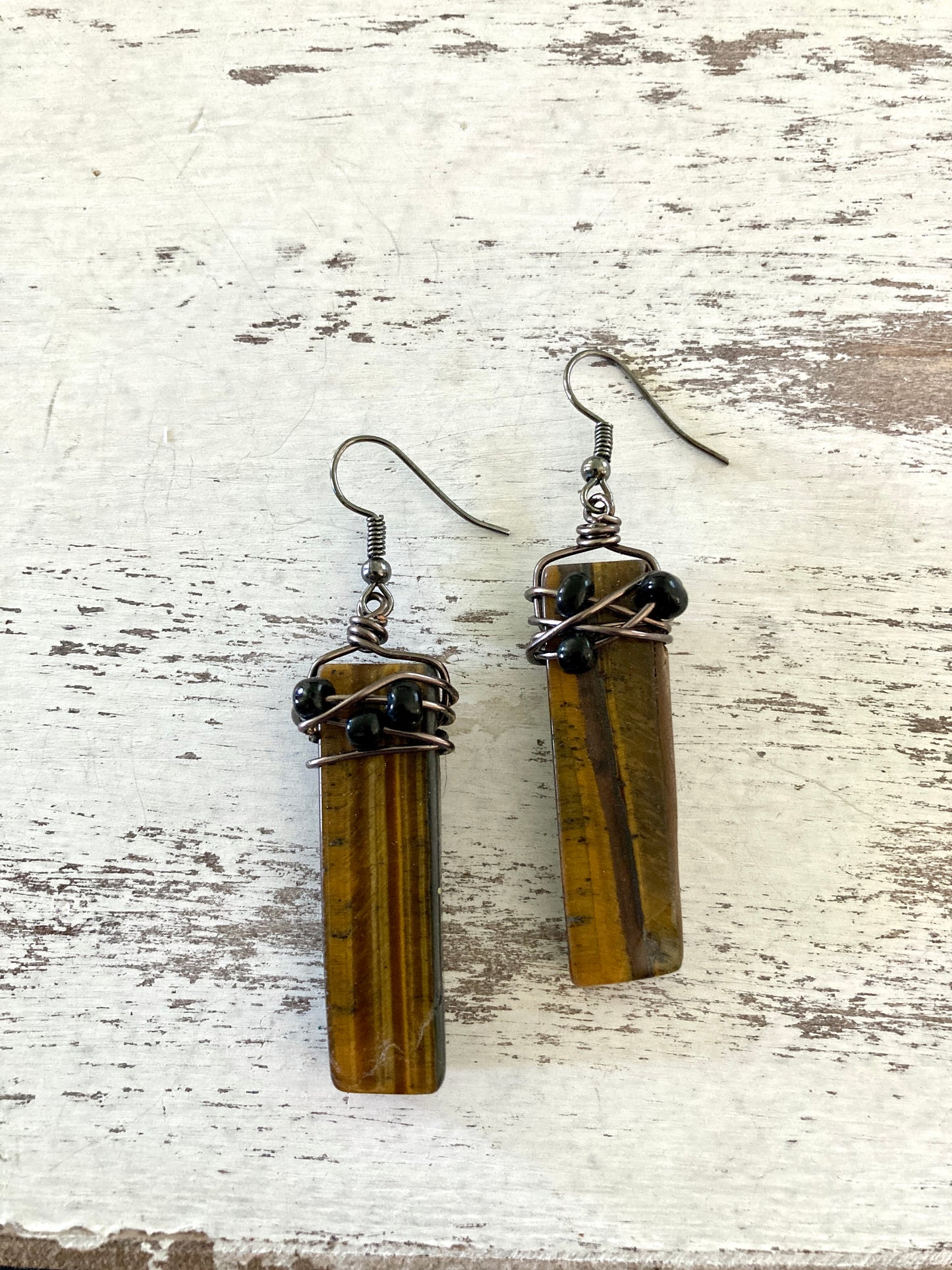 Tigers Eye Slab Earrings