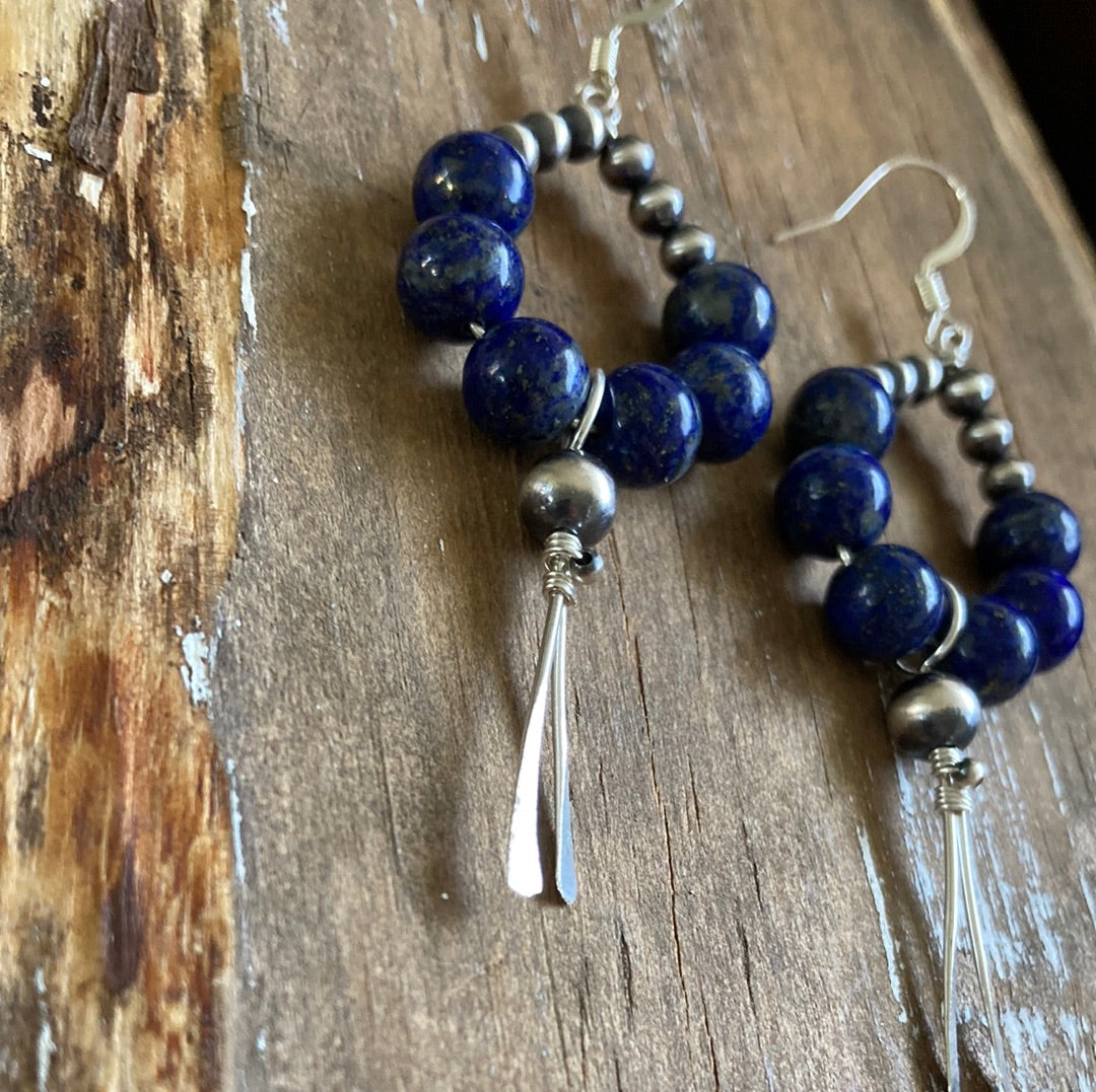 Lapis Lazuli Teardrop Point Earrings