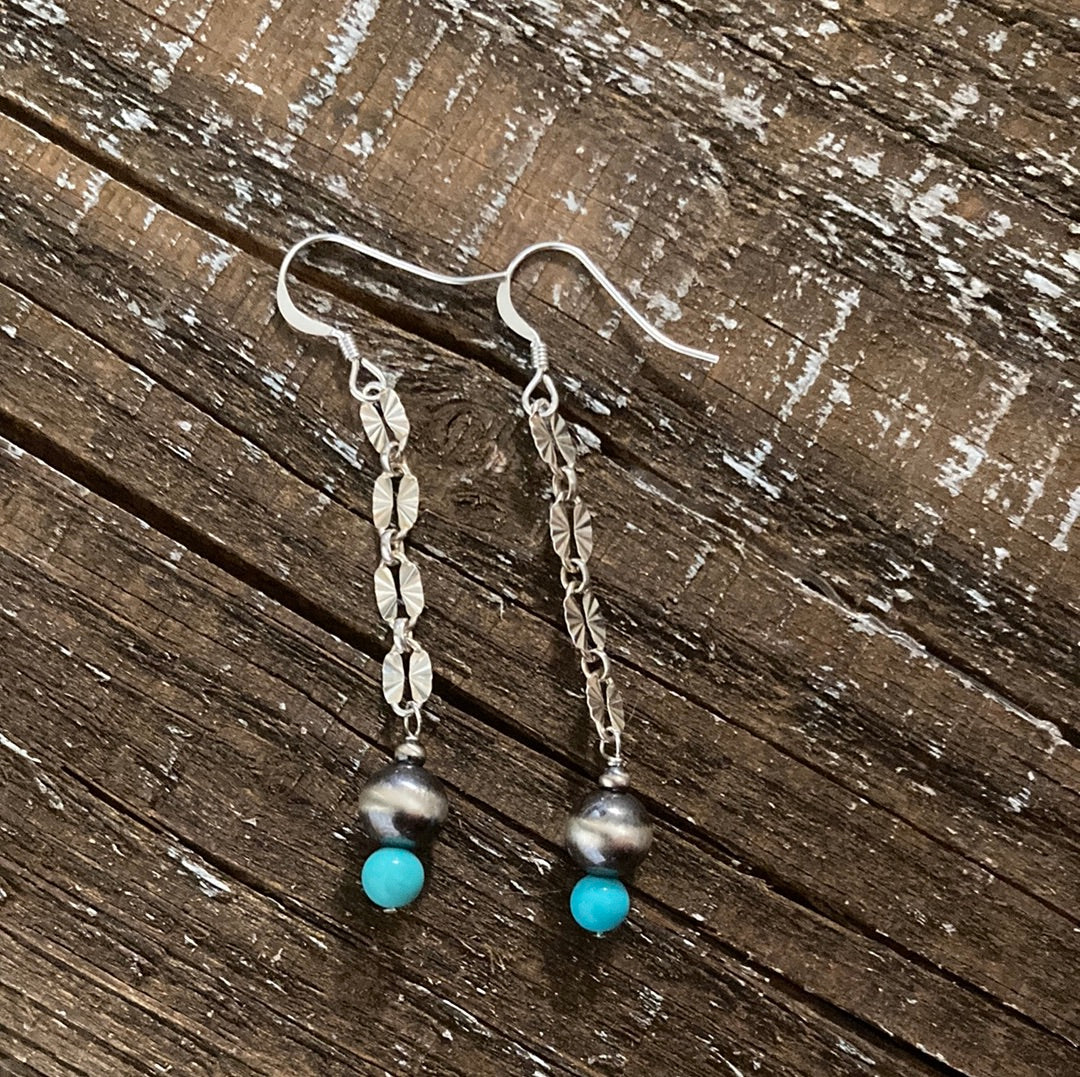 Turquoise Chain Drop Earrings