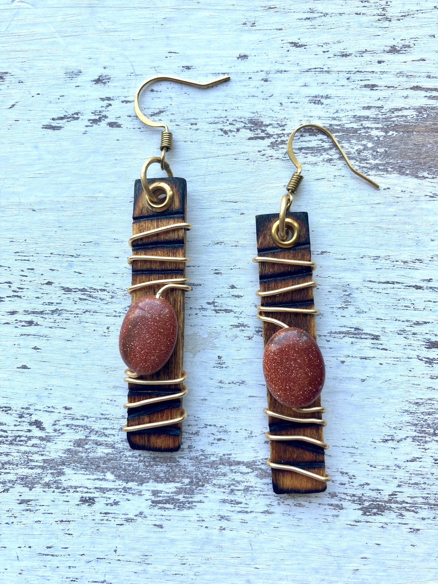 Abalone Wood Burned + Wrapped Earring