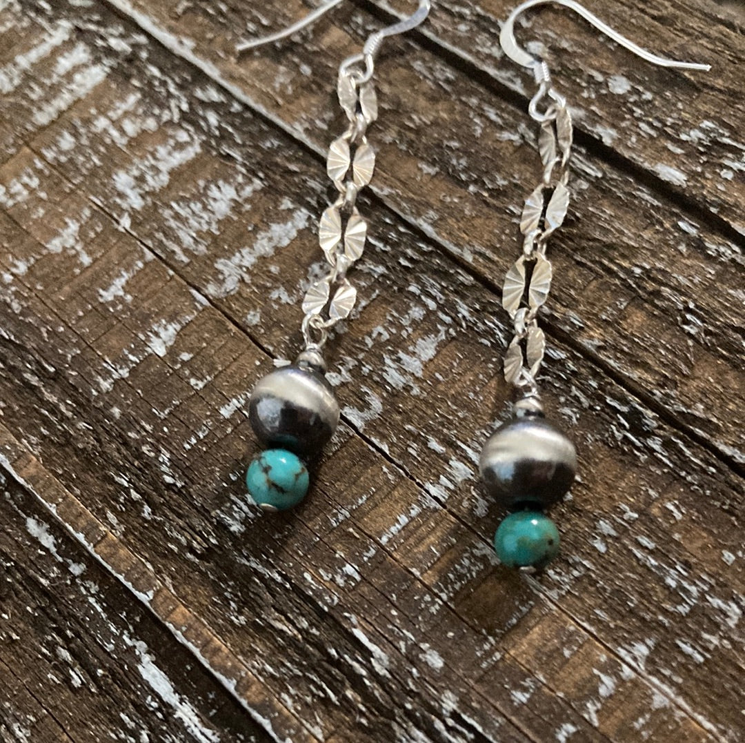 Turquoise Chain Drop Earrings