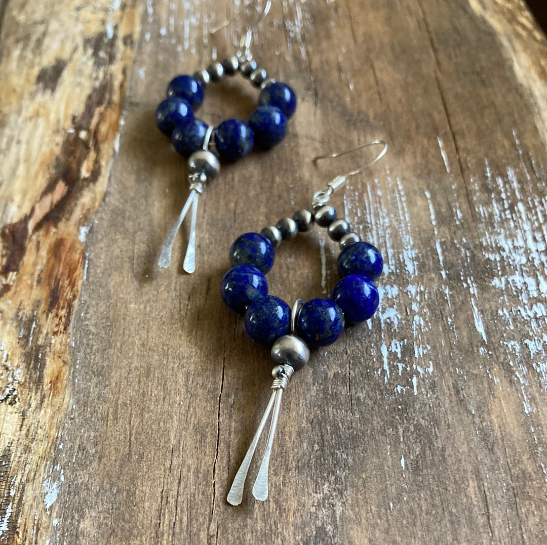 Lapis Lazuli Teardrop Point Earrings