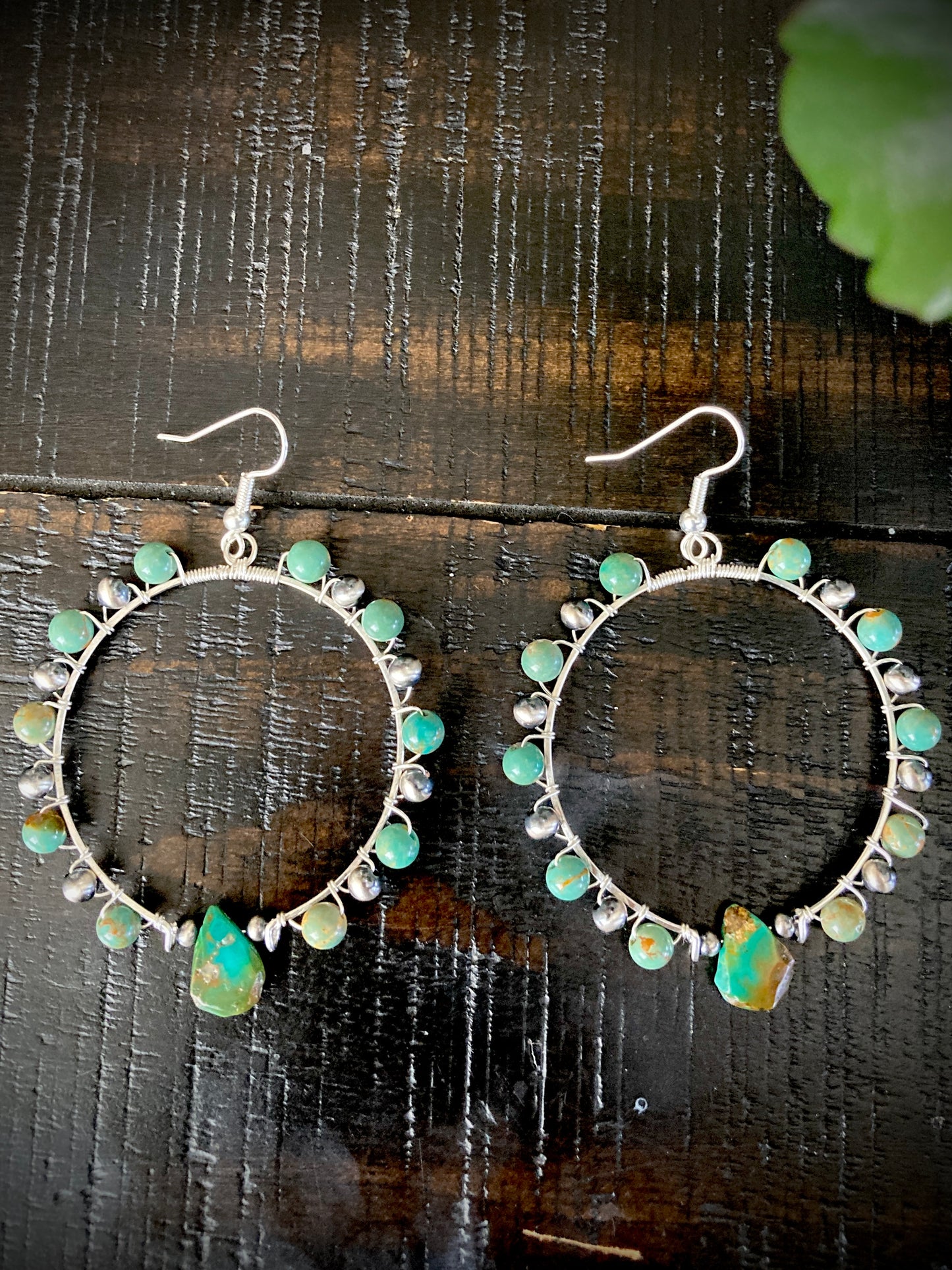 Turquoise Hoops Wrapped