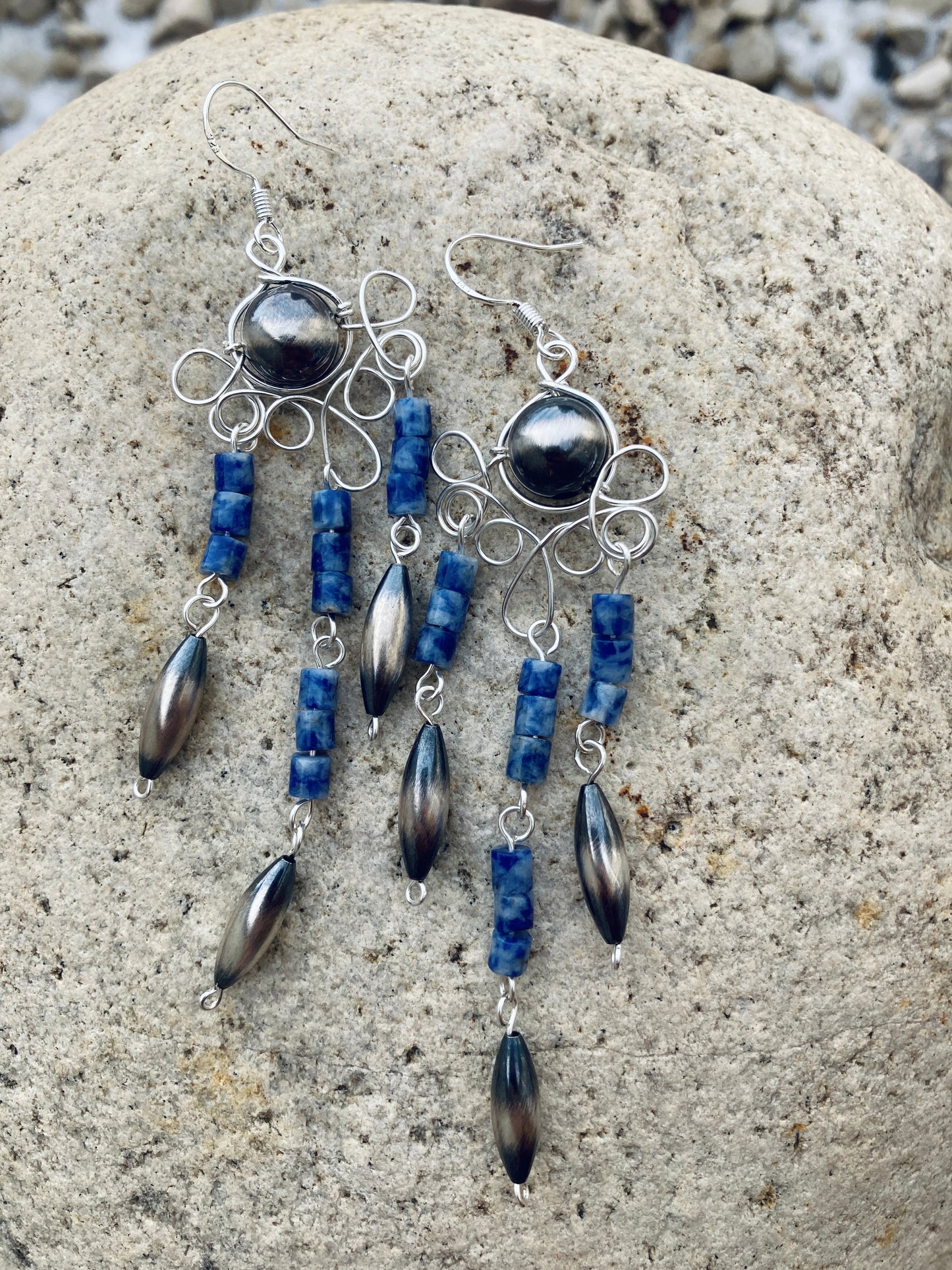 Denim Blujean Baby Chandelier Earrings